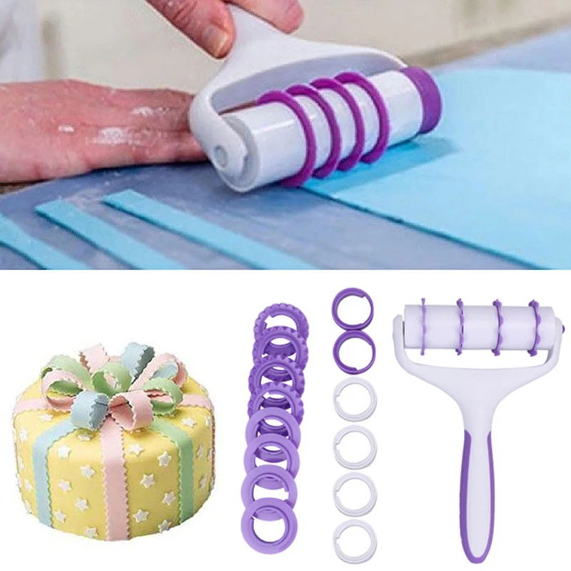 DIY помадка лента резак инструмент для сахарного ремесла торт Скалка тиснение в
