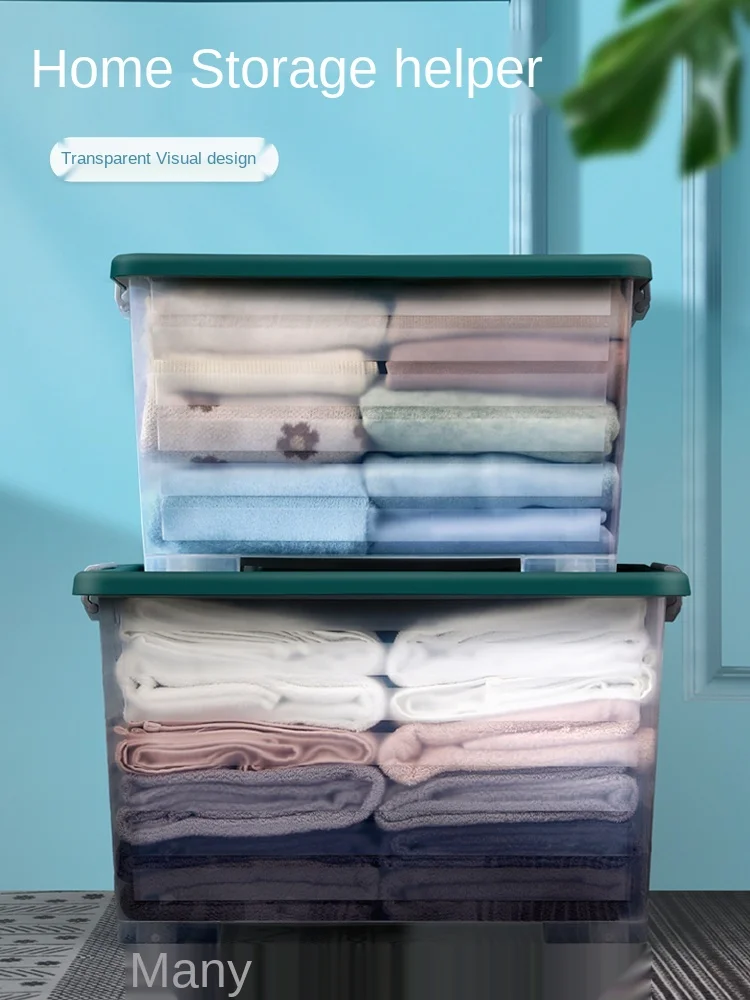 

TT Thickened Extra Large Storage Box Plastic Transparent Household Moving Clothes Box Covered Dormitory Storage Box