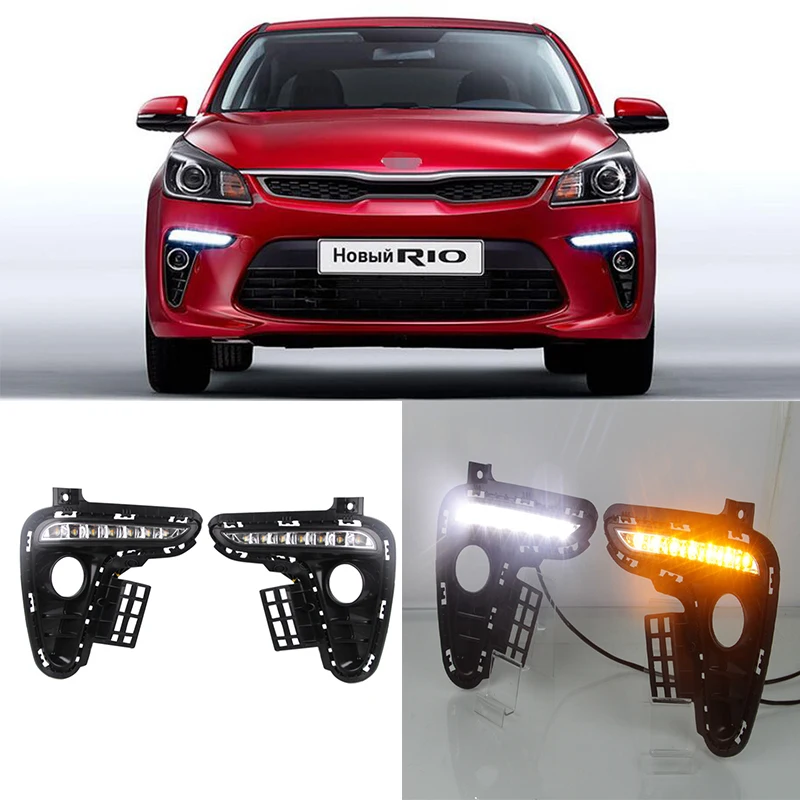 Мигающий сигнал поворота 12 в светодиодный дневные ходовые огни для Kia K2 RIO 2017 2018