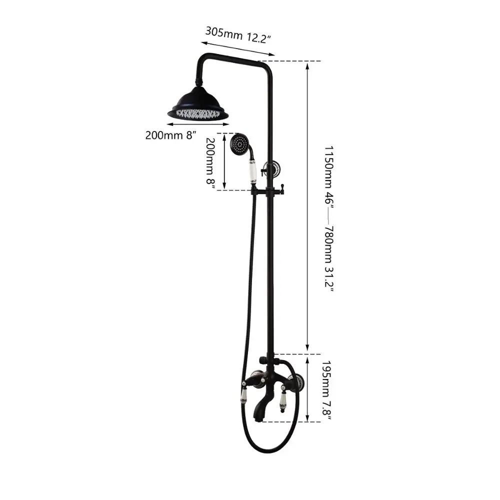 Роскошный смеситель для душа в ванную комнату европейском стиле ретро черный