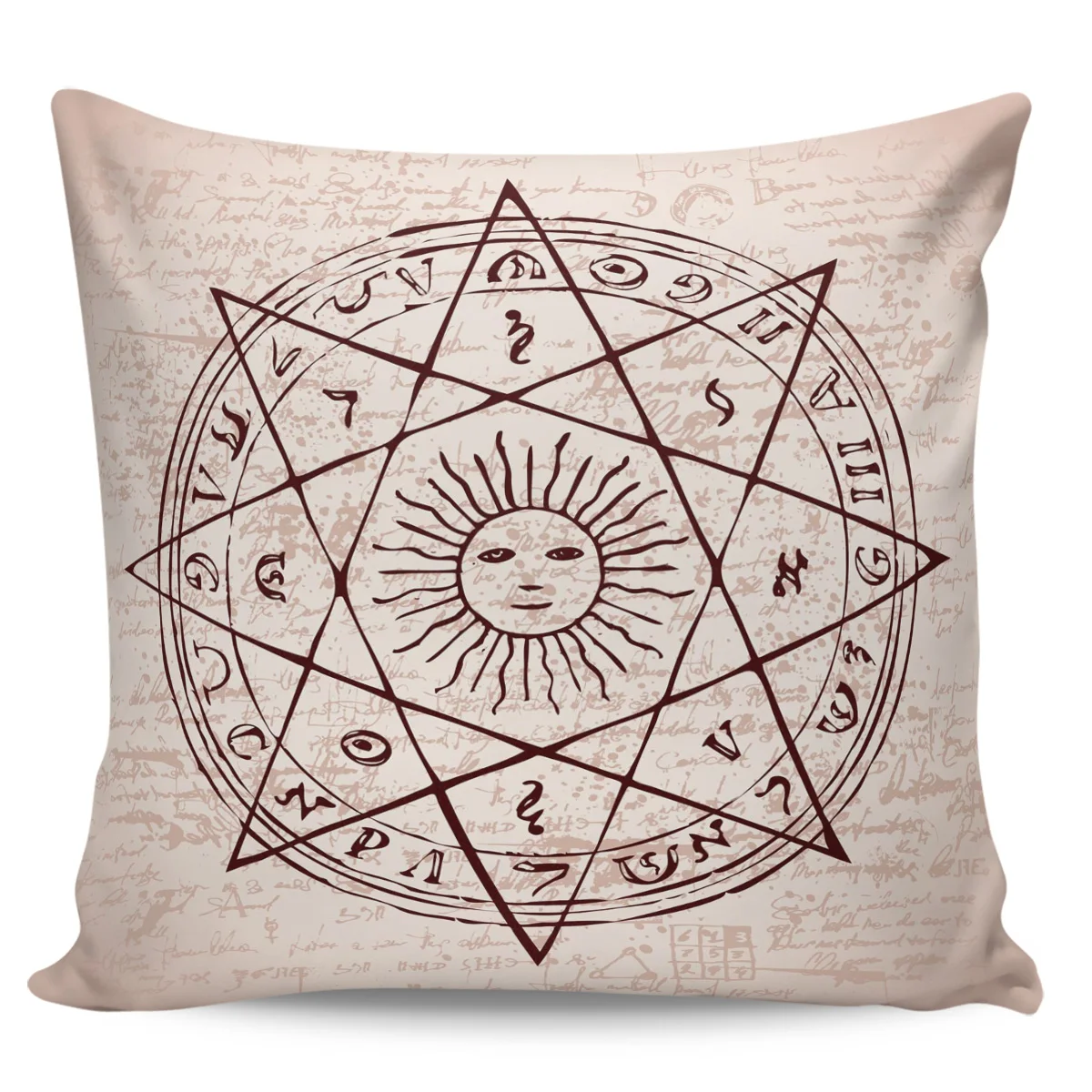 Солнце Пентаграмма Круг Ретро стиль милый двусторонний плюшевый наволочка для