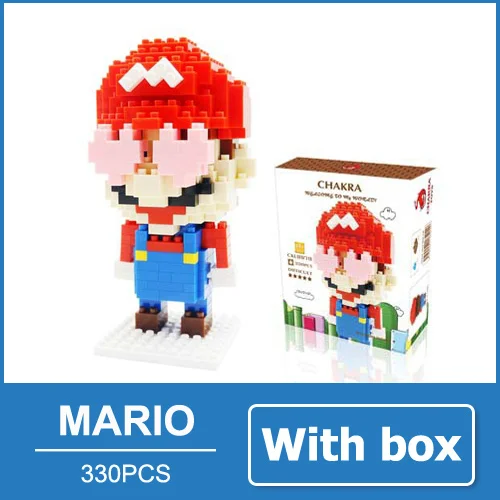 Mario with box LOZ Mario Bros игрушечная фигурка модель Луиджи, Марио, Йоши строительные блоки японская игра аниматор игрушка для детей 9+ Подарочные игрушки - Цвет: Mario with box