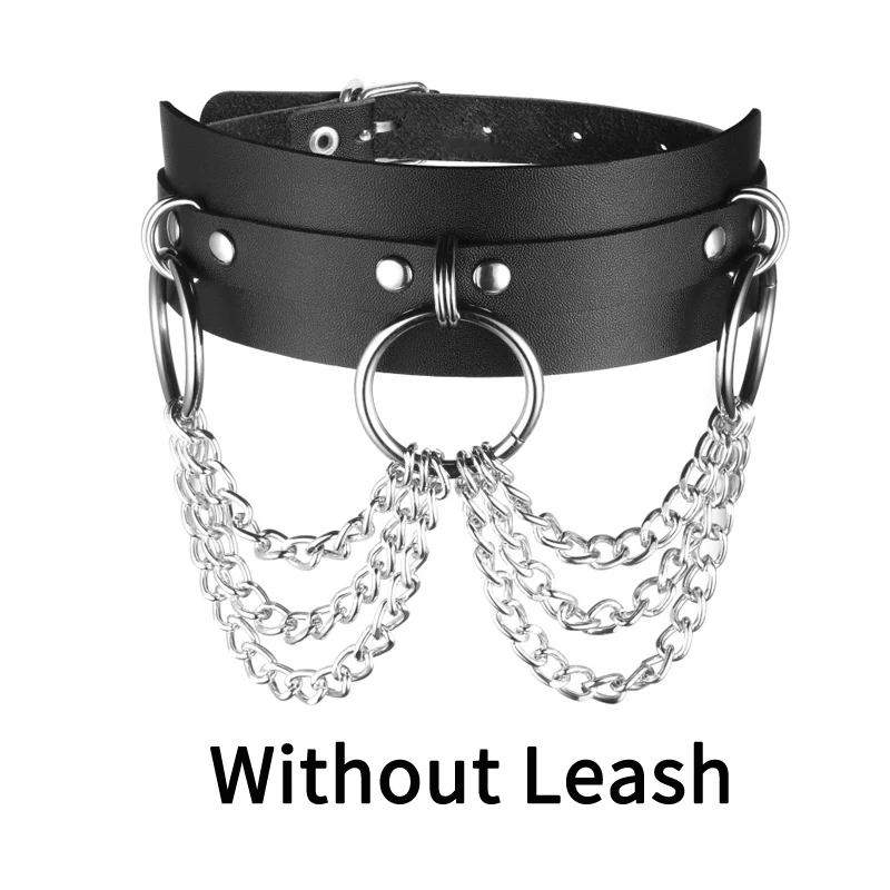 black without leash Сексуальный панк-чокер, кожаный чокер, связывание, косплей, готическое украшение для женщин, готическое ожерелье, аксессуары Harajuku - Окраска металла: black without leash