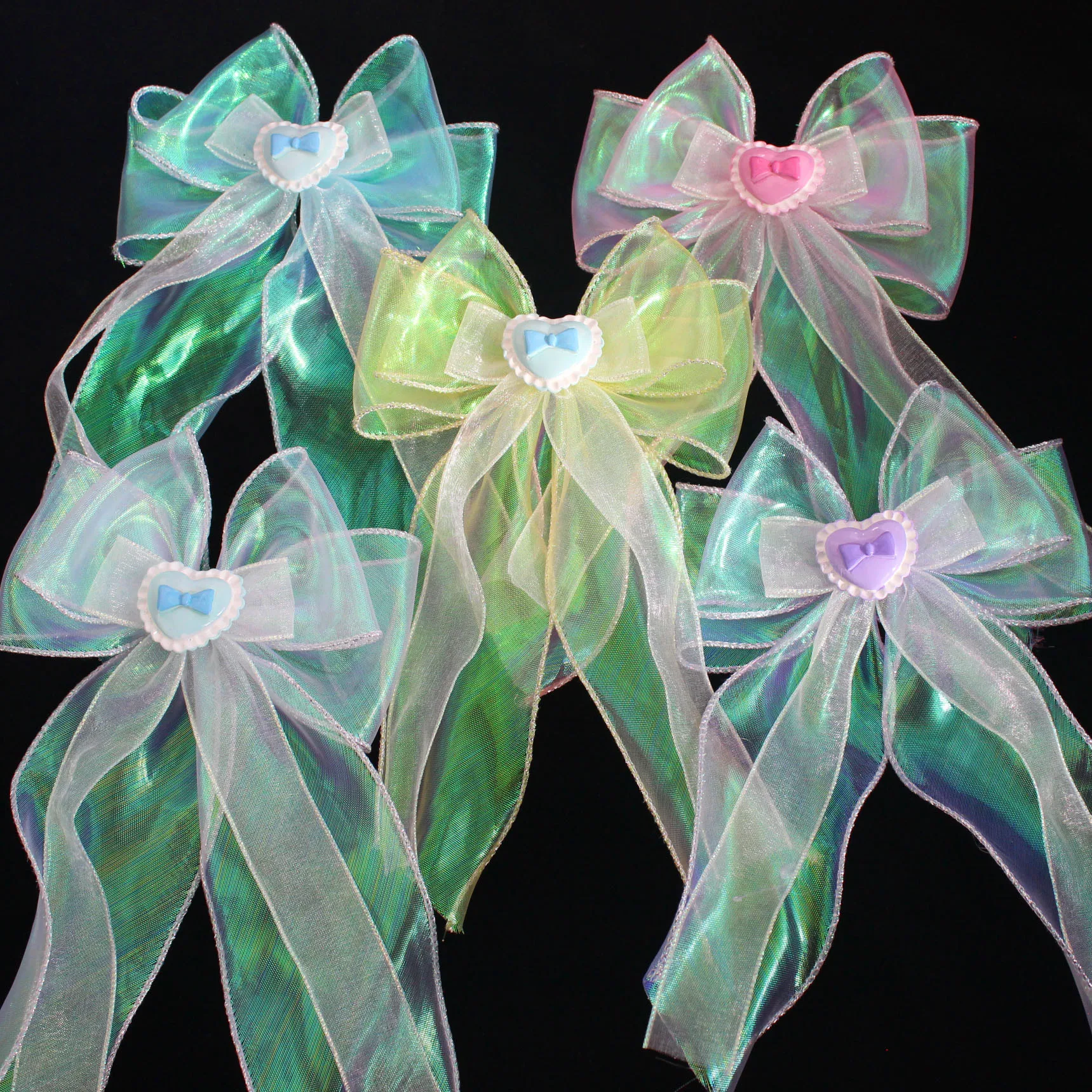 Заколка для волос ручной работы с большим бантом волшебного цвета