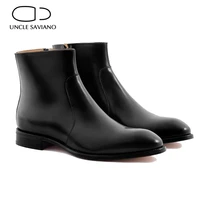 uncle saviano mens shoes fashion solid winter add velvet slip on work boots best designer genuine leather handmade men shoes