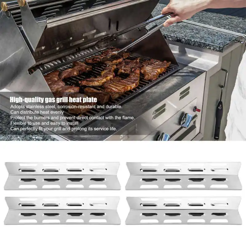 

4Pcs Stainless Steel Barbecue Gas Grill Oven Heat Plate Heat Tents Deflector Burners Cover Accessory Camping Tool