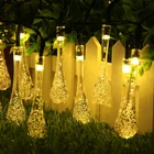 Светодиодная уличная гирлянда на солнечной батарее, Рождественская лампа в виде капли воды, 8 режимов, водонепроницаемые садовые светильники для украшения сада