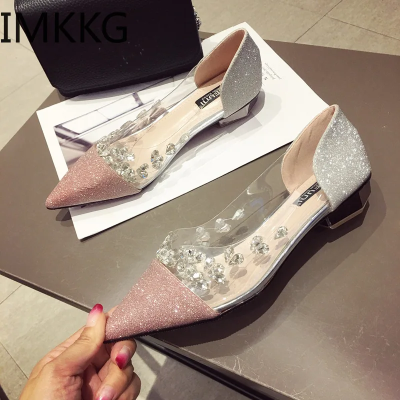 High Quality Women Flat Ballet Shoes Bling Crystal Pointed Toe Flats Elegant Lady shoes wedding | Обувь