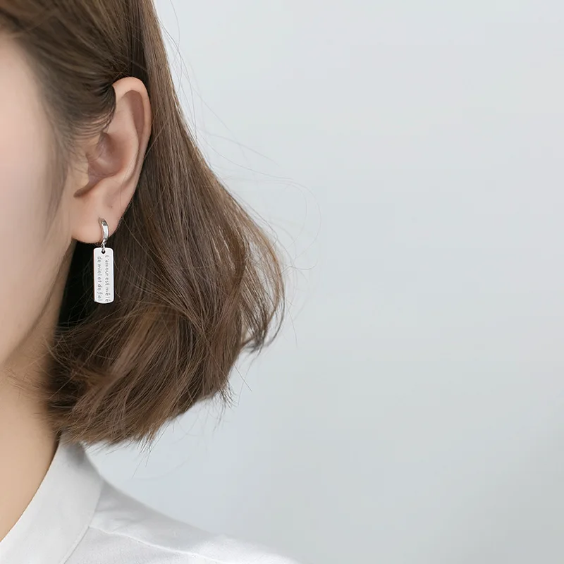 Женские Геометрические прямоугольные серьги кольца Trustdavis 100% Стерлинговое