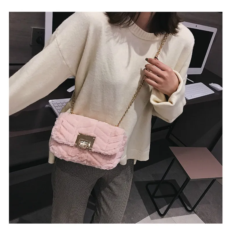 Женская меховая сумка новинка зимы 2019 роскошная дизайнерская на плечо с цепочкой