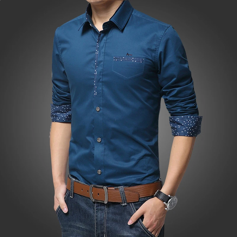 2021 Reserva Aramy new men's shirt printing cardigan slim long-sleeved social casual top embroidered high-quality shirt