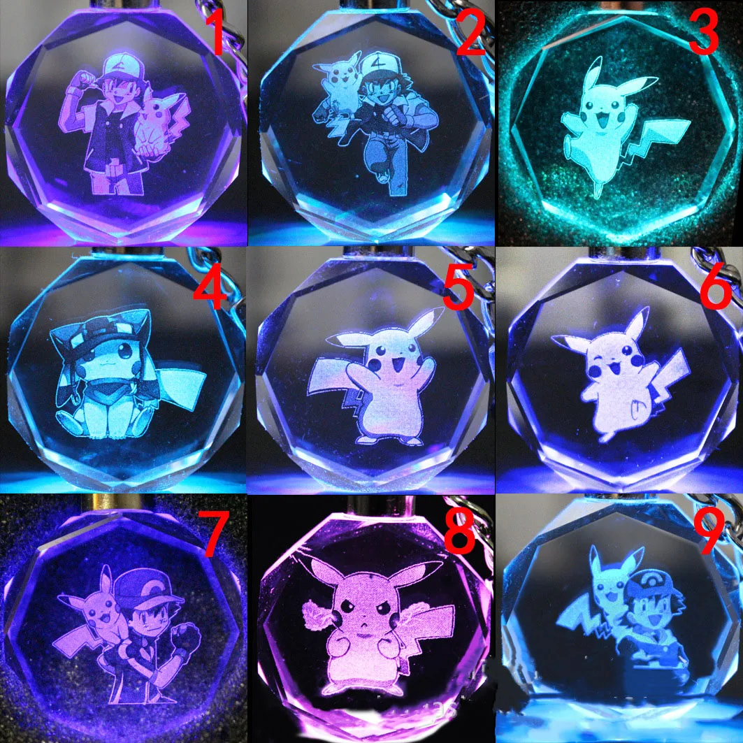 Брелок для ключей с милым шариком Пикачу карманный светодиодный брелок