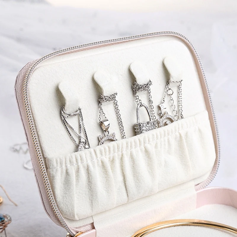 

Jewelry Storage Box Zipper Jewelry Box Portable Cosmetic Storage Box Beauty Travel Box