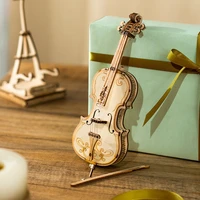 diy wooden musical instrument building blocks drums violin saxophone block toys 3d wooden puzzles kids gifts