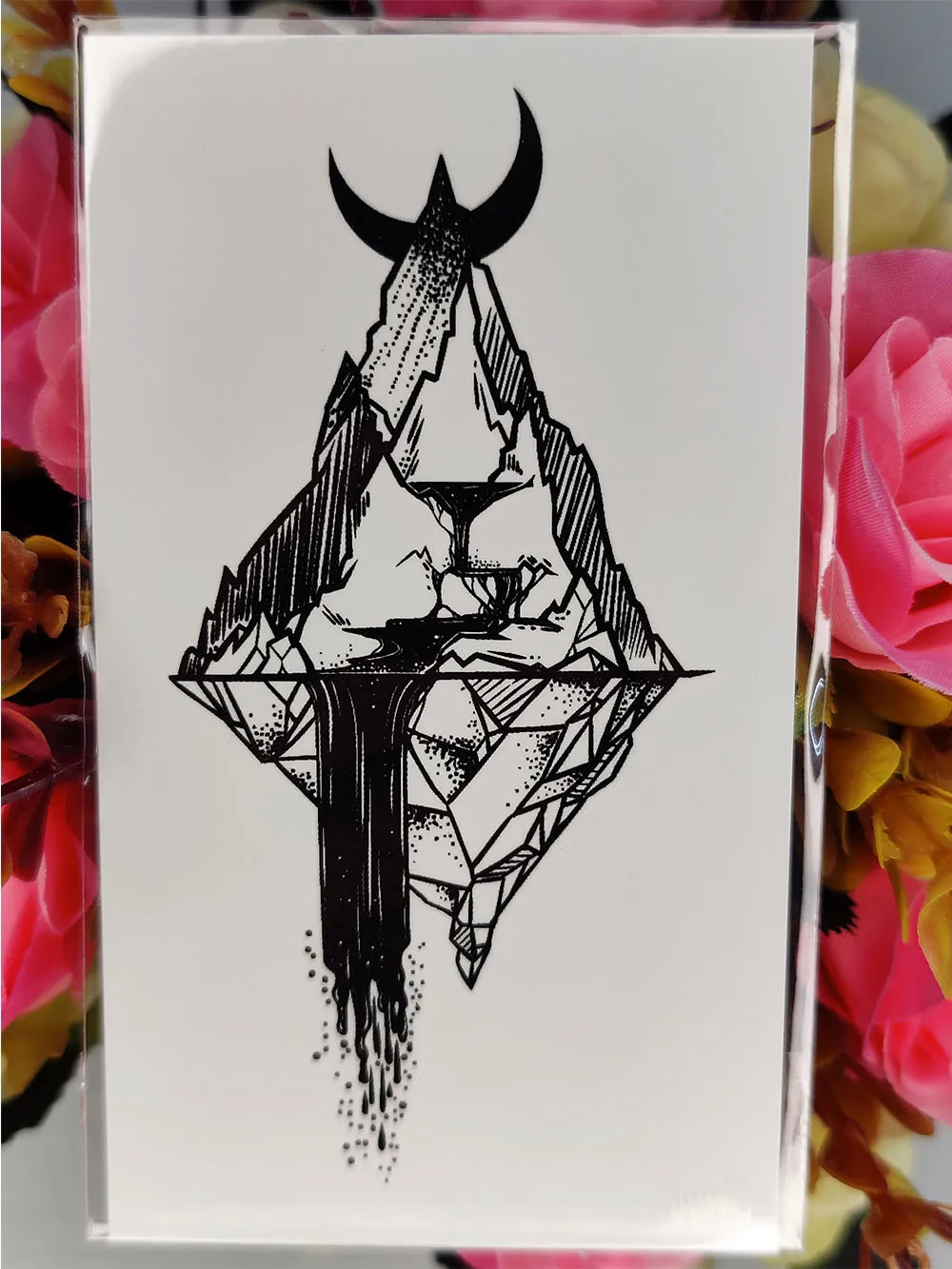 

Временные тату-наклейки в стиле ретро, водонепроницаемые Переводные татуировки с изображением гор, Луны, ледника, для женщин и мужчин