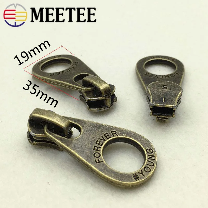 5 шт. ретро молния бронзового цвета слайдер для металлической молнии пуховик