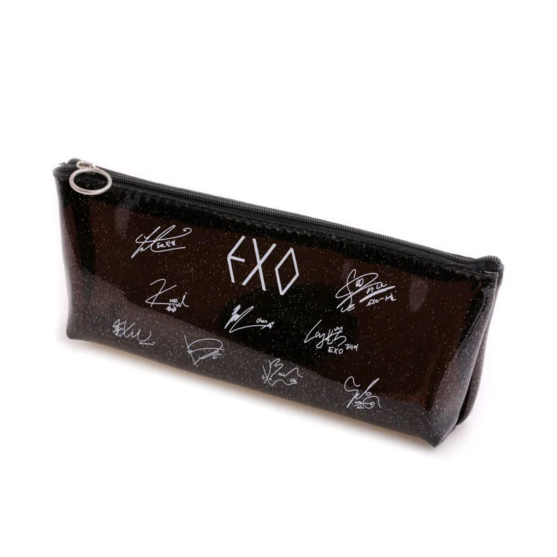 [MYKPOP] EXO ручка сумка Comestic Чехол флуоресцентная прозрачная сумка KPOP коллекция SA18091003 - Цвет: Черный