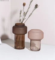 pink transparent glass flower vase office decoration flower arrangement glass container modern home decoration accessories