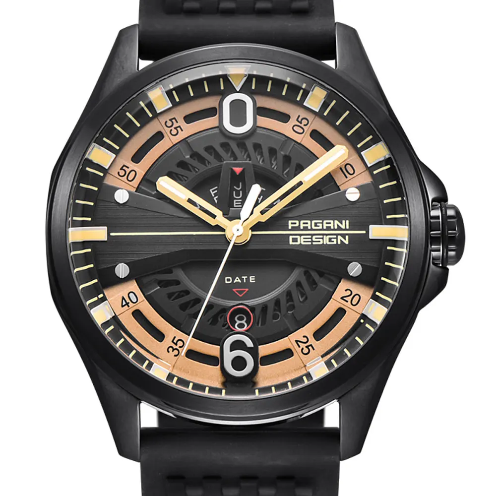 Часы-скелетоны Pagani design Мужские кварцевые модные спортивные с календарем