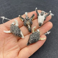 exquisite resin bull head pendant 25 30mm charm inlaid rhinestone vintage jewelry fashion making diy necklace earrings accessory