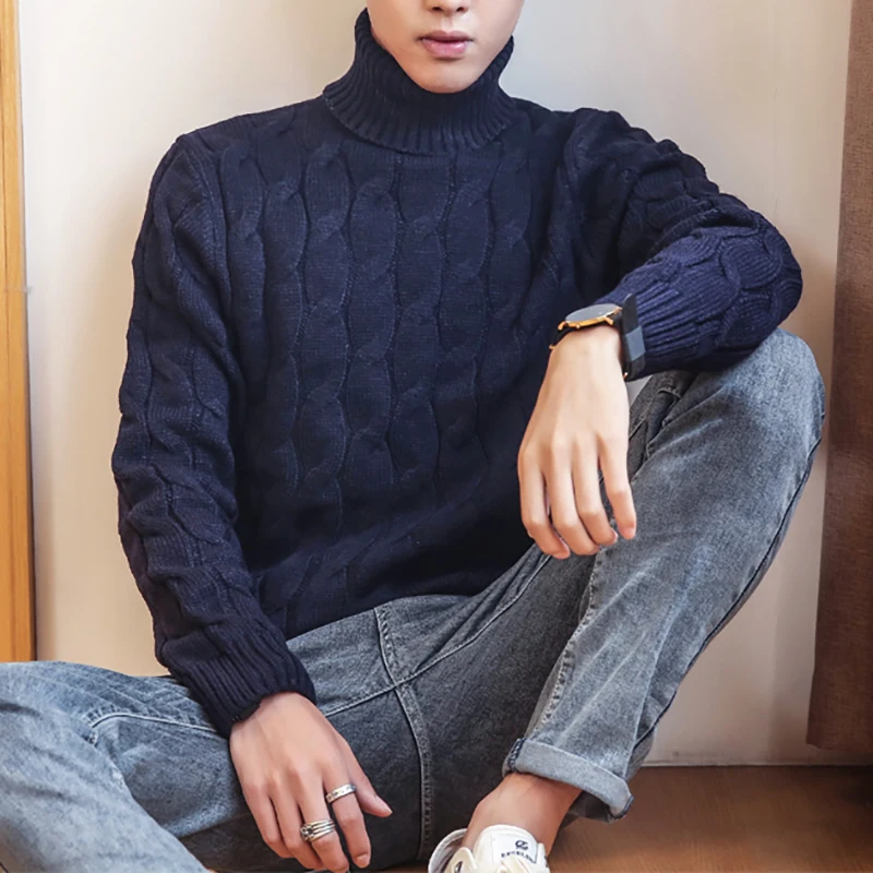 Свитер с высоким воротом Мужской пуловер вязаные свитера теплая вязаная одежда