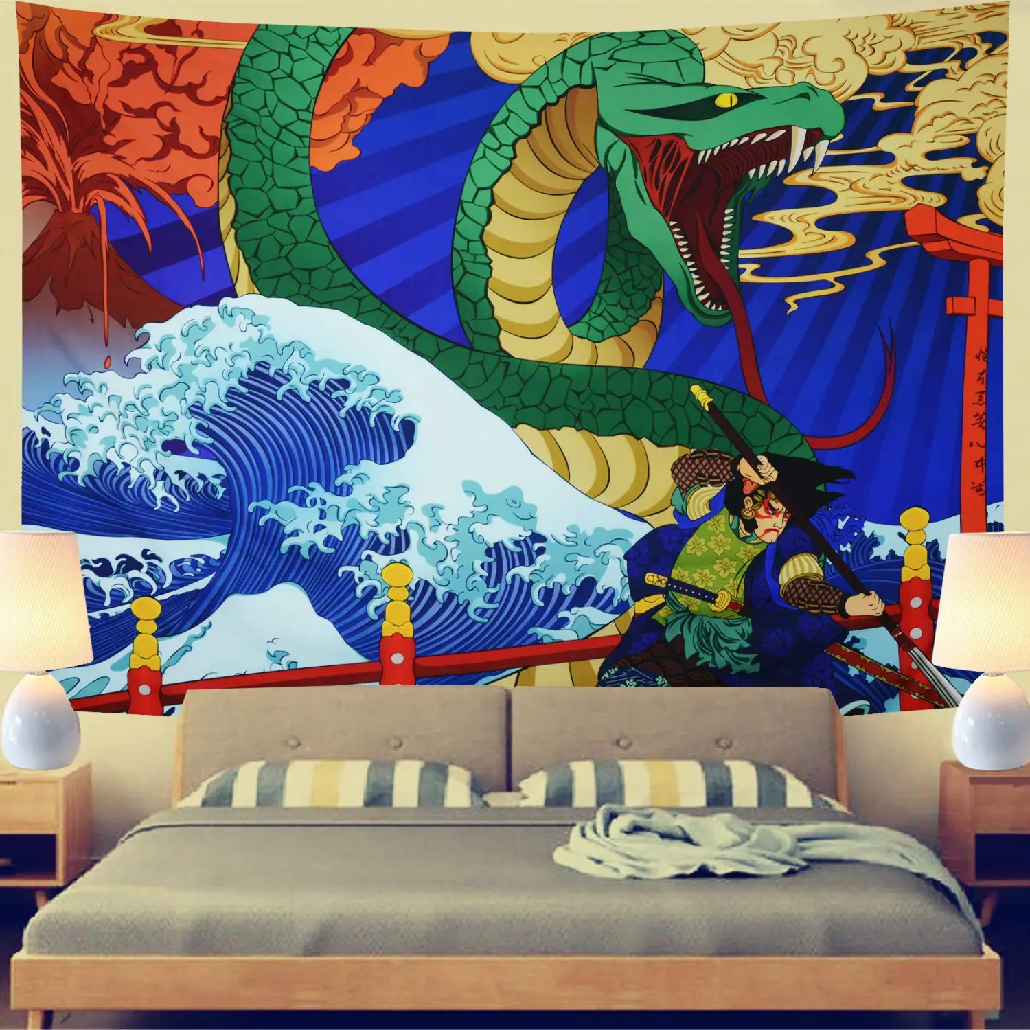 Художественный гобелен Ukiyo-e японская легендарная змея большая океанская волна