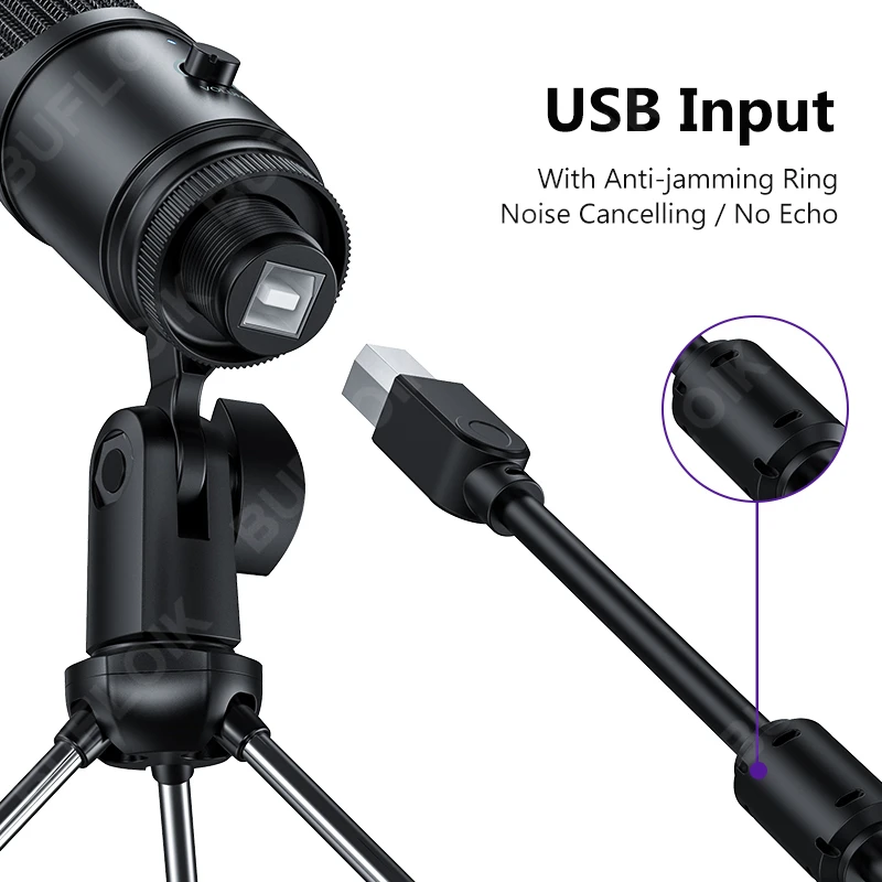 Металлический конденсаторный USB-микрофон для записи игровой микрофон ноутбука