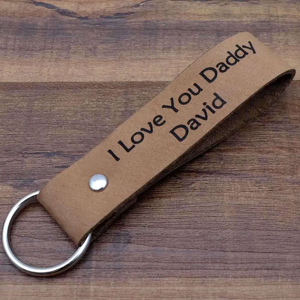 

Personalized Leather Keychain Leather Key Chain Gift For Dad Him Customize Name Leather Keyring Fathers Day Gift Men Keychain