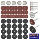 Алмазные режущие диски 60 шт., шлифовальный круг, лезвие для циркулярной пилы, дремель для обработки дерева, набор аксессуаров для мини-дрели