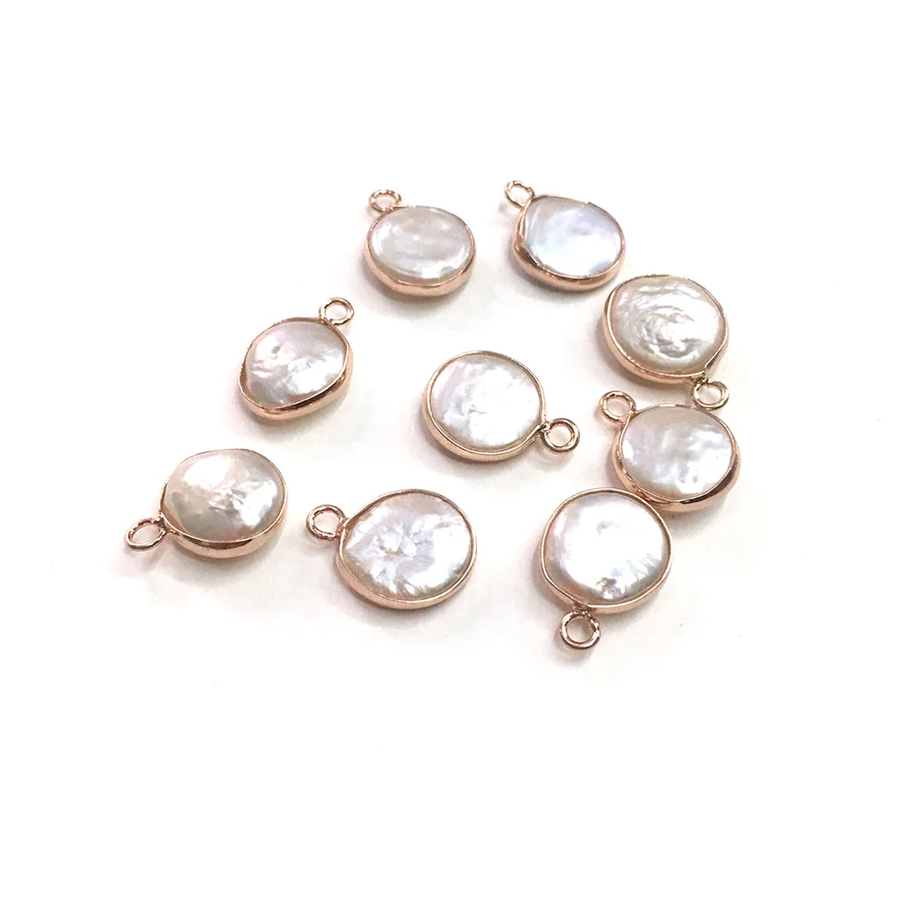 

2pcs Natural Freshwater Pearl Pendant Button Shape Charm for Jewelry Making Necklace Bracelet Earring Accessories Size 13x8mm