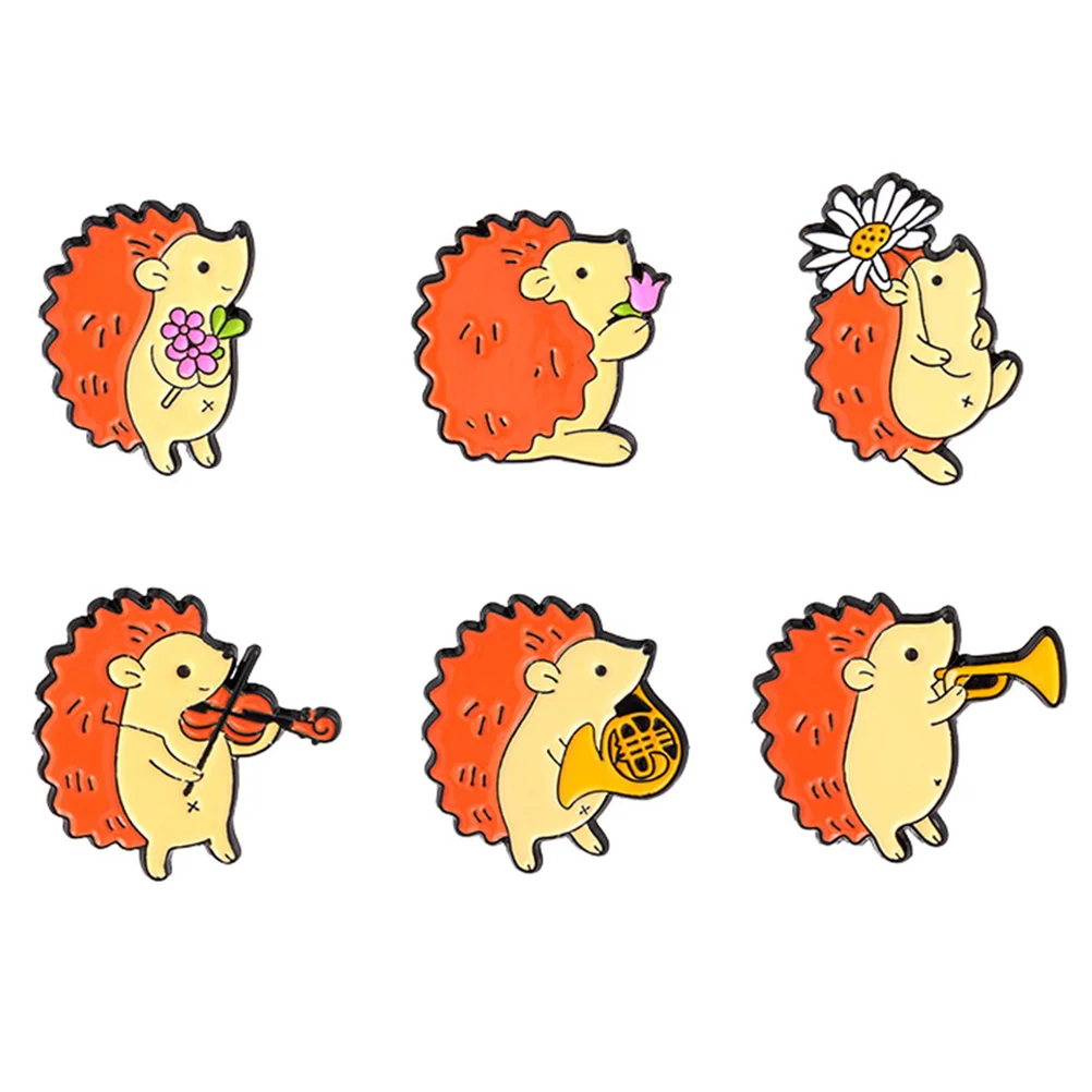 

6pcs Clothing Badges Decorations Hedgehog Brooch Badges Animal Alloy Badges
