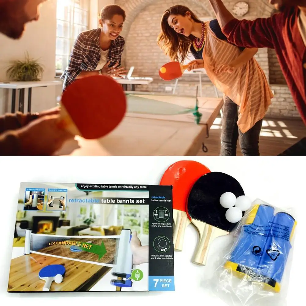 

Training Ball Set Retractable Portable Table Tennis Paddle Practice Trainer With Stable Base
