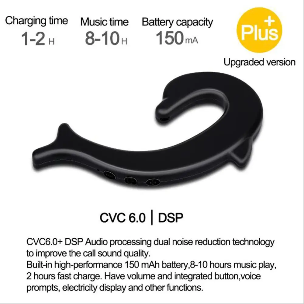 CVC DSP Bluetooth наушники с костной проводимостью черные беспроводные крючком