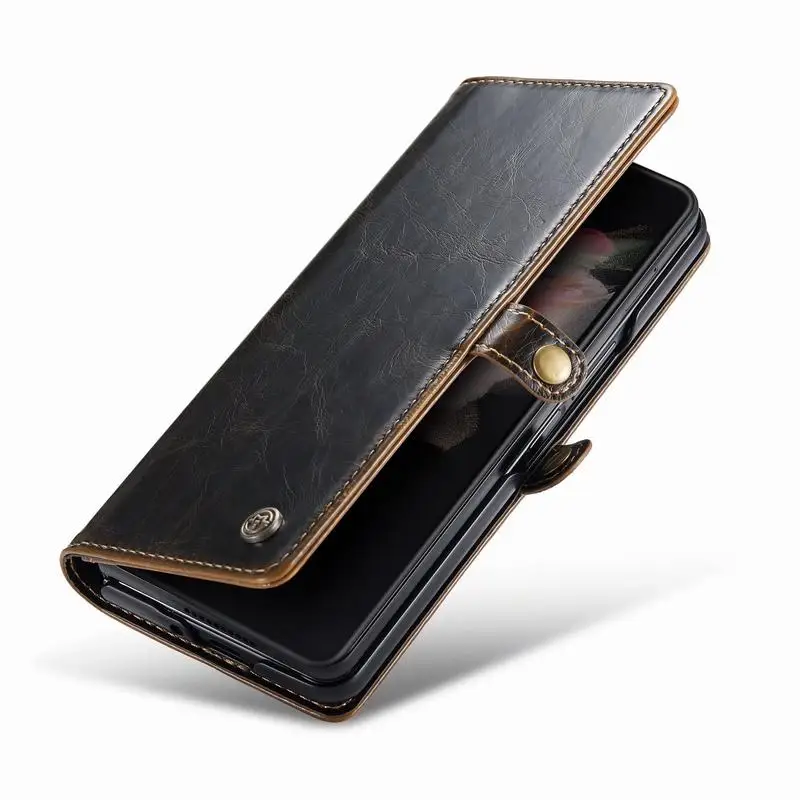 Cena Do Samsung Galaxy Z Fold 3 Etui Luksusowe Skórzane Etui Na Wizytówki Składana Okładka Odporna Na Wstrząsy Protector Z Składanym Portfelem 4 5G Fold3