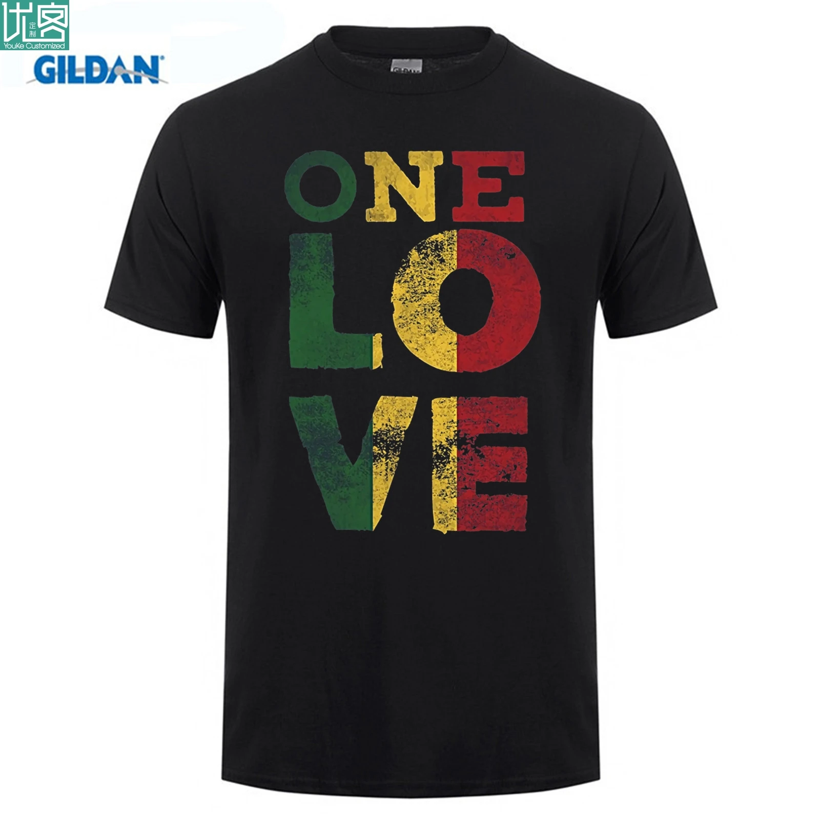 Футболка из 100% хлопка с круглым вырезом и принтом One Love футболки Rasta Reggae для мужчин
