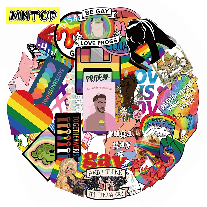 10/30/50Pcs/set Homosexual Cartoon PVC Graffiti Sticker For Kids DIY Furniture Skateboard Helmet Luggage Case Laptop Rainbow