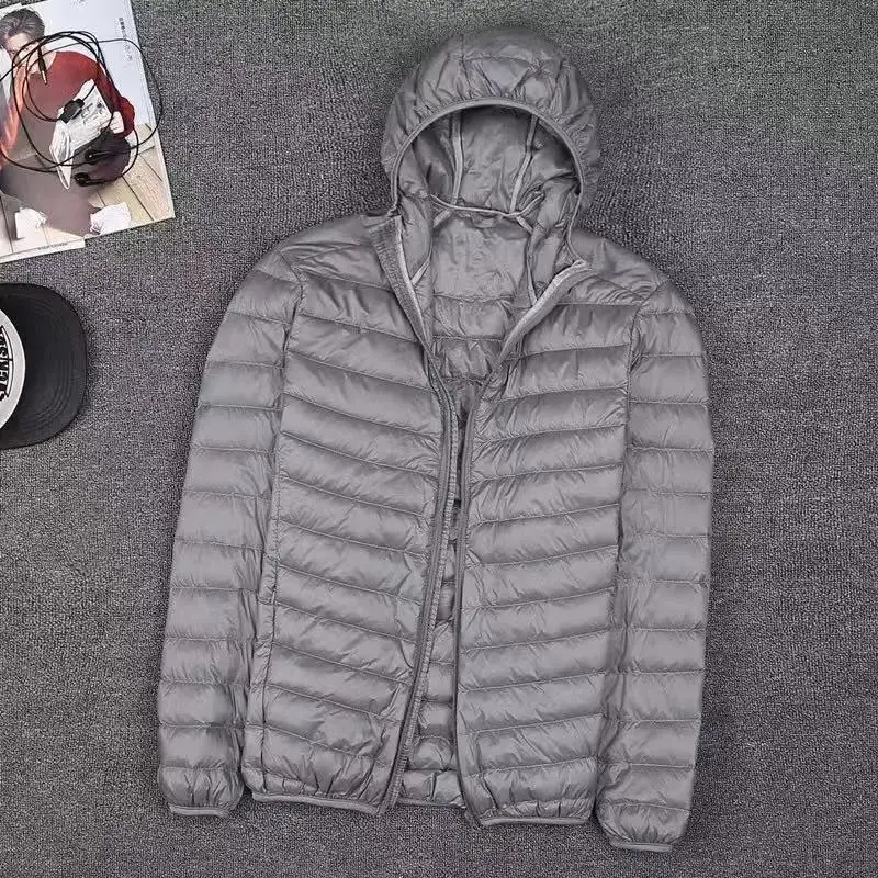 Мужской Ультра тонкий пуховик повседневный большого размера с воротником
