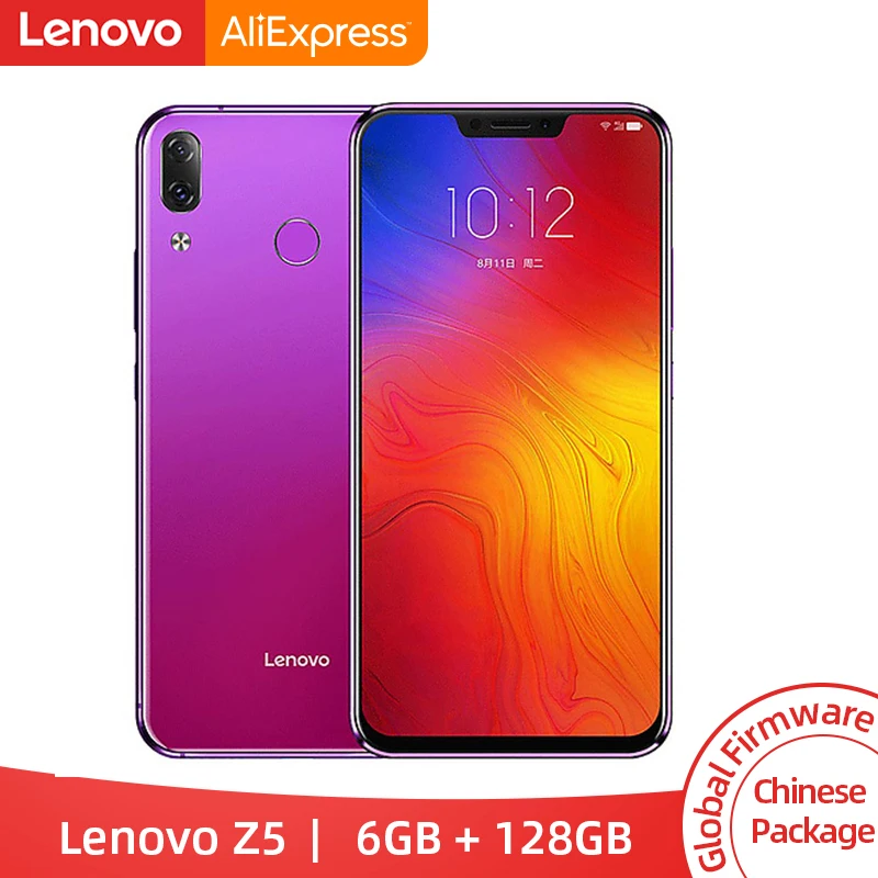 Lenovo Z5 6G с глобальной прошивкой, 128 ГБ, Восьмиядерный мобильный телефон Snapdragon 636, 19:9 экран, 6,2 Android 8,1, 16 МП, 8 Мп, двойная задняя камера, мобильный телефон