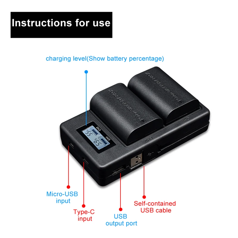PALO LP-E6 LP E6 LPE6 USB быстрое зарядное устройство для камеры ЖК-дисплей для Canon 5D Mark II III 7D 60D EOS 6D 70D 80D батарейный блок