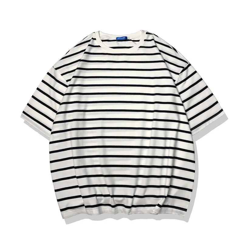 

Short-Sleeved Tshirt Mens Tops S-2Xl Summer Striped t Shirt Men's Fashion Casual Cotton T-Shirt Men Streetwear Wild Loose