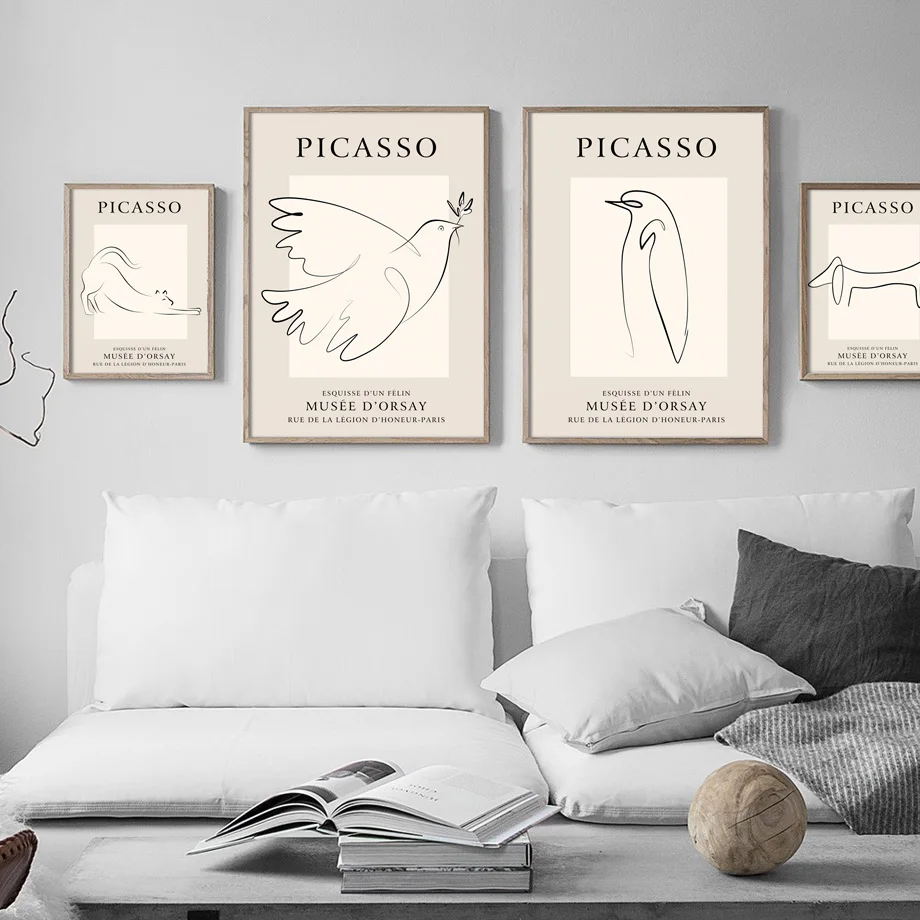 Настенная Картина на холсте с изображением собаки кошки голубя фламинго бабочки