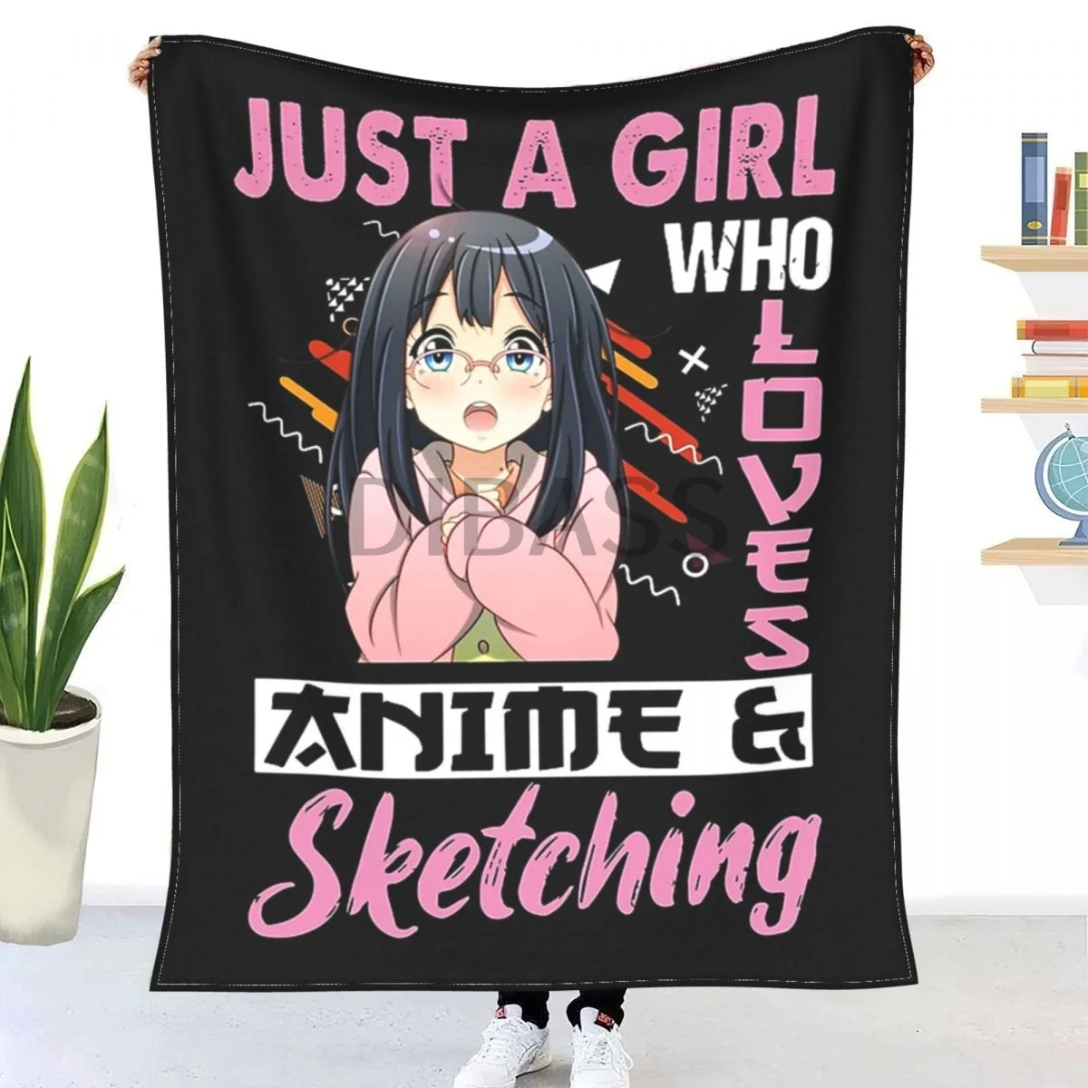 

Одеяло из фланели с 3D принтом для девочки из аниме Waifu Just A Girl, которая любит аниме и набросок