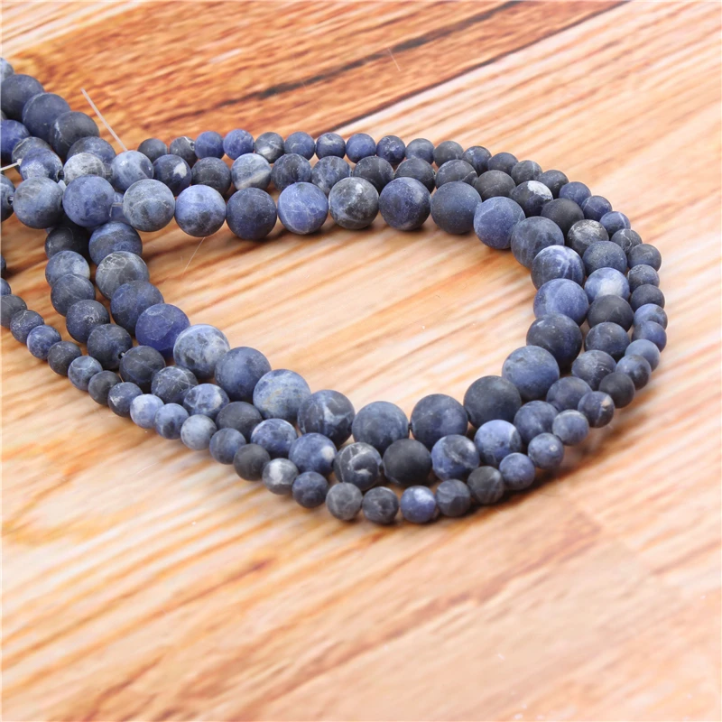 

4/6/8/10/12mm Frosted Blue Stone Natural Stone Beads Loose Stone Round Beads For DIY Jewelry Bracelet Necklace Make