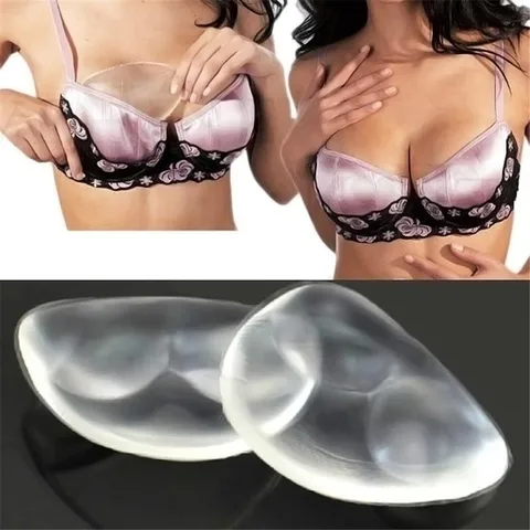 Women Bra Pads Silicone Breast Push Up Insert Breast Cleavage Enhancer Adding Inserts Cups Waterproof for Bikini Swimsuit Girls