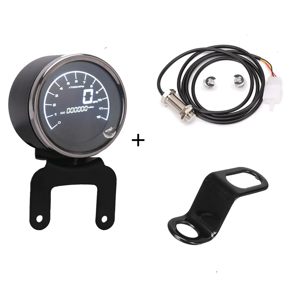 With sensor bracket Мотоцикл многофункциональные измерительные приборы мотоцикл цифровой одометр спидометр тахометр измеритель уровня топлива светодиодный индикатор - Цвет: With sensor bracket