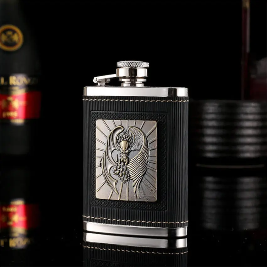 

4oz Luxury Pocket Hip Flask Brown Leather Covered Small Stainless Steel Flask For Alcohol Portable Whiskey Flasks Gift