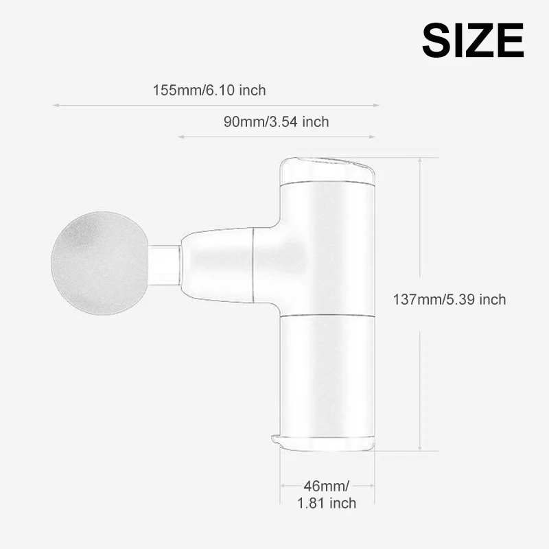 

Type-C MINI Massage Gun 4 Speeds Adjustable Fascia Gun Fitness Muscle Pain Relief Body Massager Gun with 4 Heads 2000mAh 3200RPM