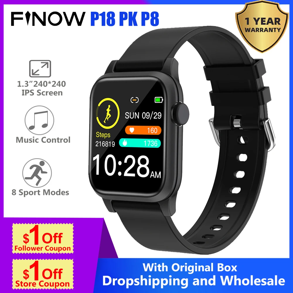 Смарт-часы Finow P18 PK P8 1 4 дюйма для мужчин и женщин фитнес-трекер с функцией