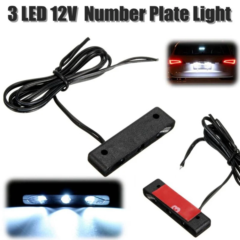 

Car Motorcycle Led Tiny Rear Number Plate Light Lamp 12V 3Led Number Plate Tail Light Car License Plate Decoration Light Parts