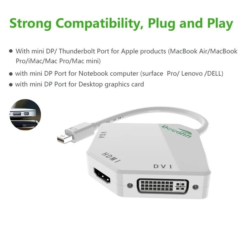 Док станция Thunderbolt 2 хаб мини порт дисплея к Hdmi Vga Dvi адаптер 3 в 1 многопортовый
